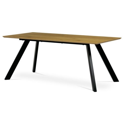 Oak Pattern Modern Dining Table with Black Metal Legs.Size: 180x90x75 cm.