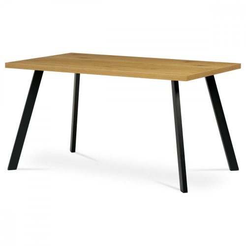 Modern Dining Table in Black Oak with Black Metal Legs. Size: 140x85x75 cm. HT-740 