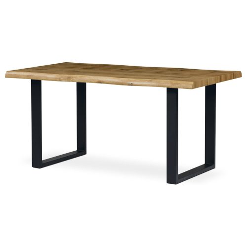 Modern Dining Table in Solid Oak Colour with Black Metal Legs. Size: 160x90x77 cm. HT-865