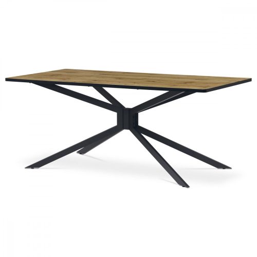 Modern dining table in Oak colour. Size: 180x90x75 cm, MDF Table Top, Matt Black Metal Structure and Legs HT-885 