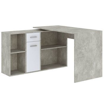 Corner desk CARROLL 121 cm concrete and white