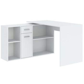 Desk CARROLL 120 cm white 1 door 1 drawer