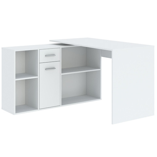 Desk CARROLL 120 cm white 1 door 1 drawer