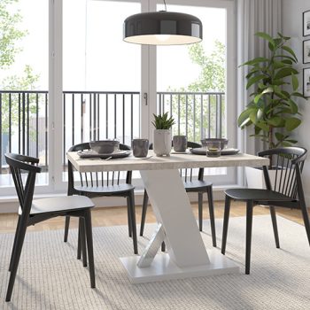 TORRE Étkezőasztal Fehér/Márvány Színben 138 cm