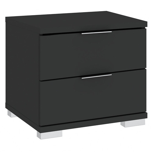 Bedside Table 2 Drawers Black PRAGA