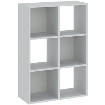 6-compartment bookcase in white color 61 cm - Catchy