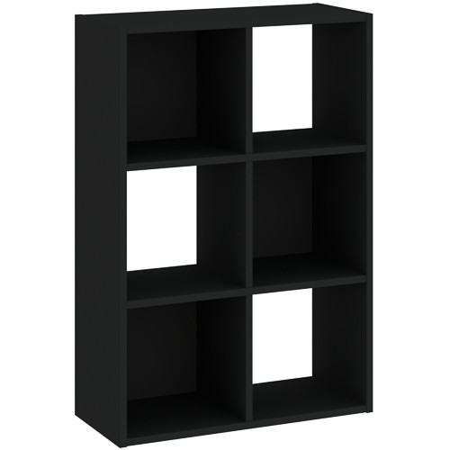 6-compartment bookcase in black color 61 cm - Catchy
