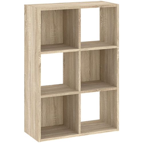 6-compartment bookcase in oak finish 61 cm - Catchy