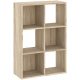 6-compartment bookcase in oak finish 61 cm - Catchy