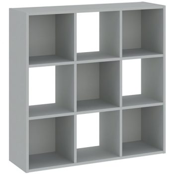 9-compartment bookcase in grey color 91 cm - Catchy