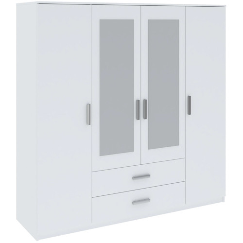 Gardróbszekrény Fehér Színben 4 Ajtóval és 2 Fiókkal. Tamina 200 cm.
