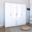 Gardróbszekrény Fehér Színben 4 Ajtóval és 2 Fiókkal. Tamina 200 cm.