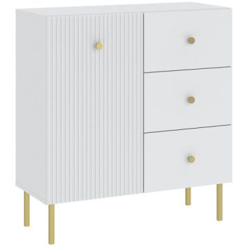 VIENA Chest of Drawers White/Gold 91 cm