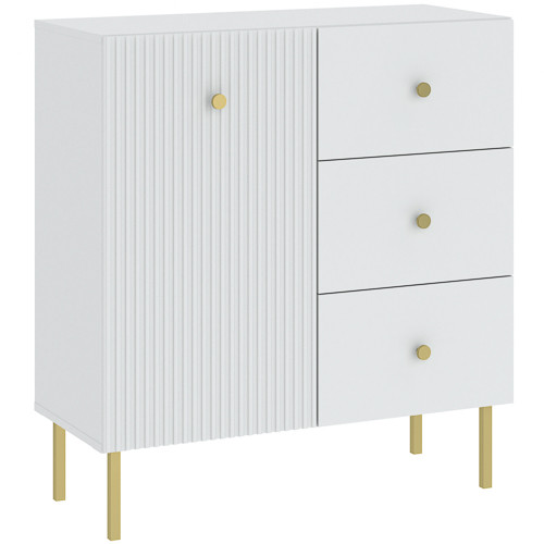 VIENA Chest of Drawers White/Gold 91 cm