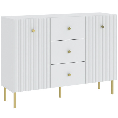 Chest of drawers in white color 77 cm with 1 door and 3 drawers - Linea