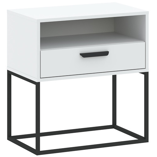 CADRO NR4 Bedside Table with Drawer White 60 cm