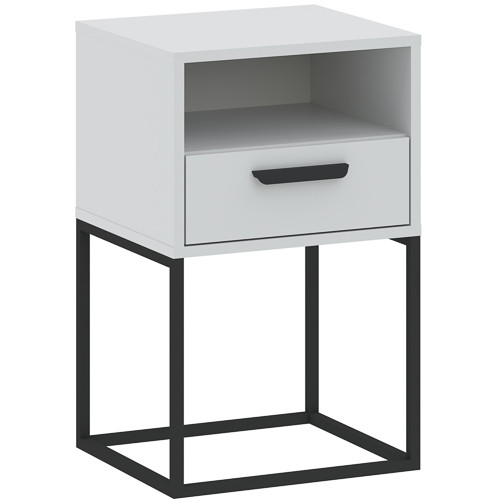 CADRO NR5 Bedside Table with Drawer White 40 cm Push-to-Open