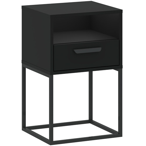 CADRO NR5 Bedside Table with Drawer Black 40 cm Push-to-Open