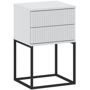 CADRO NR8 Bedside Table 2 Drawers White 40 cm Push-to-Open