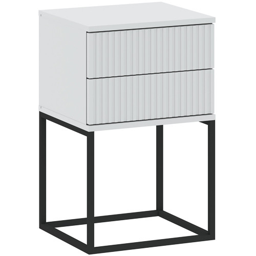 CADRO NR8 Bedside Table 2 Drawers White 40 cm Push-to-Open
