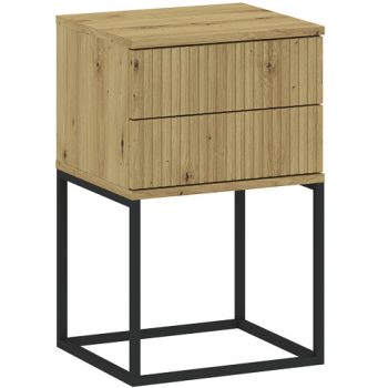 CADRO NR8 Bedside Table 2 Drawers Oak 40 cm Push-to-Open