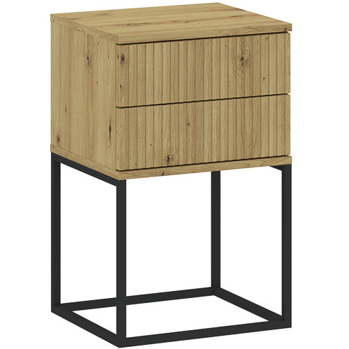 CADRO NR8 Bedside Table 2 Drawers Oak 40 cm Push-to-Open