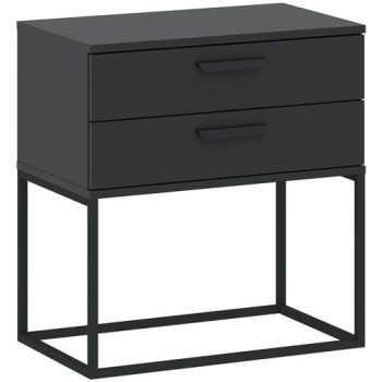 CADRO NR6 Bedside Table 2 Drawers Black 60 cm