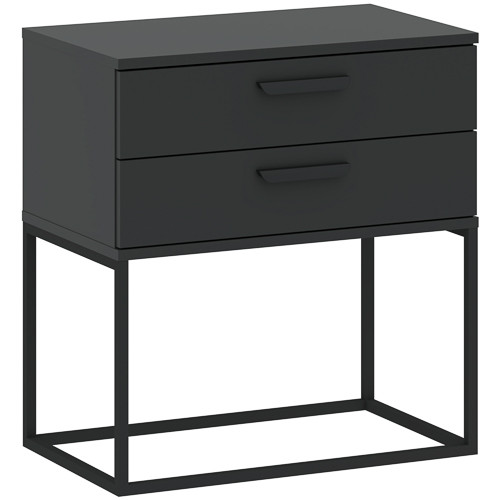 CADRO NR6 Bedside Table 2 Drawers Black 60 cm
