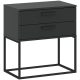 CADRO NR6 Bedside Table 2 Drawers Black 60 cm