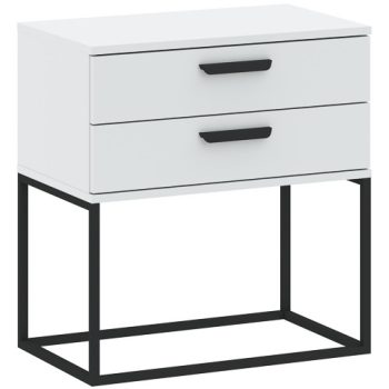 CADRO NR6 Bedside Table 2 Drawers White 60 cm