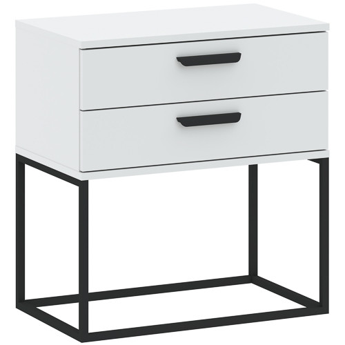 CADRO NR6 Bedside Table 2 Drawers White 60 cm