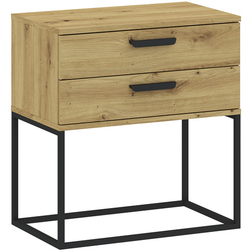 CADRO NR6 Bedside Table 2 Drawers Oak 60 cm