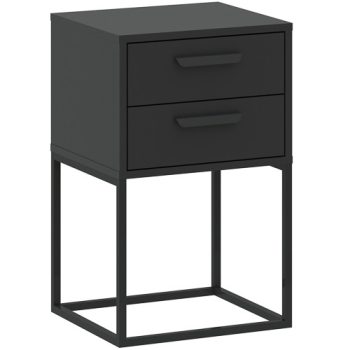 CADRO NR9 Bedside Table 2 Drawers Black 40 cm