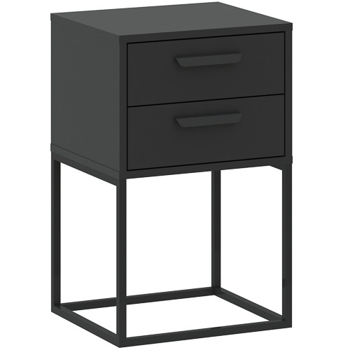 CADRO NR9 Bedside Table 2 Drawers Black 40 cm