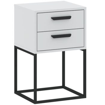 CADRO NR9 Bedside Table 2 Drawers White 40 cm