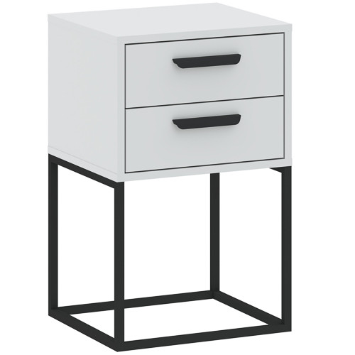 CADRO NR9 Bedside Table 2 Drawers White 40 cm