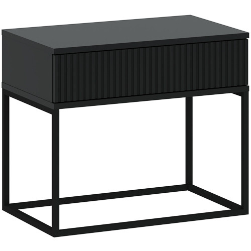 CADRO NR2 Bedside Table Black 60 cm Push-to-Open