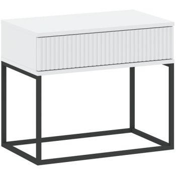 CADRO NR2 Bedside Table White 60 cm Push-to-Open