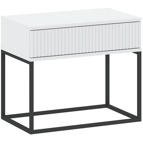 CADRO NR2 Bedside Table White 60 cm Push-to-Open