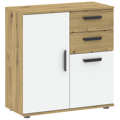 Chest of drawers BASIC TWO 70 cm oak and white