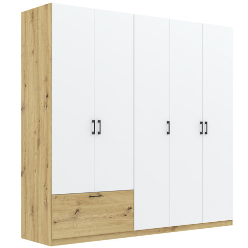 Šatníková skriňa ALTA 225 cm dub/matná biela
