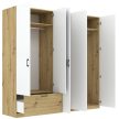 Šatníková skriňa ALTA 225 cm dub/matná biela