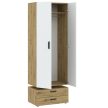Wardrobe BASIC TWO 74 cm oak and white 2 doors 2 drawers