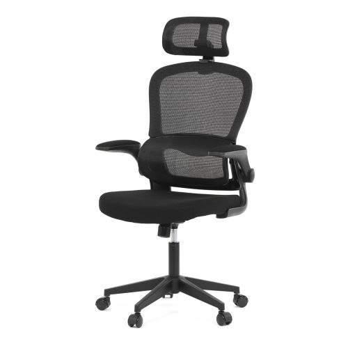 Black Office Swivel Chair with Mesh Backrest, Adjustable Armrest. KA-E530_BK