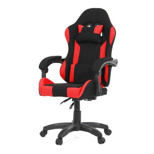 Red Gamer Office Swivel Chair with Fabric Upholstery. KA-R209