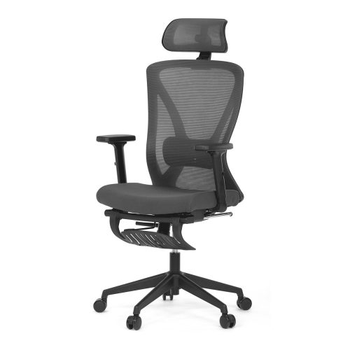 Swivel chair with footrest and backrest in grey colour. KA-S257