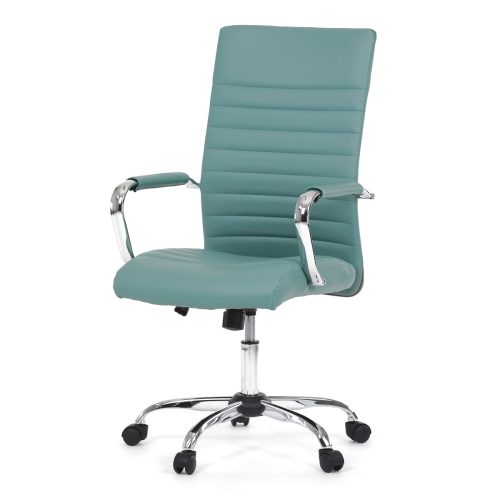 Turquoise office swivel chair with faux leather upholstery. KA-V307, Swing mechanism.