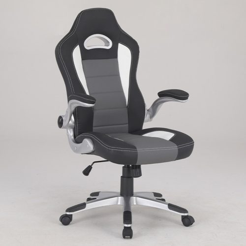 Sporty Gamer Swivel Chair Black-Grey with Ecobleather Upholstery KA-Y240