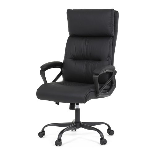 Comfortable office swivel chair in Black with faux leather upholstery. KA-Y346