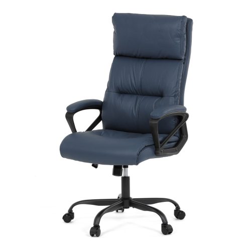 Comfortable office swivel chair in blue with faux leather upholstery. KA-Y346